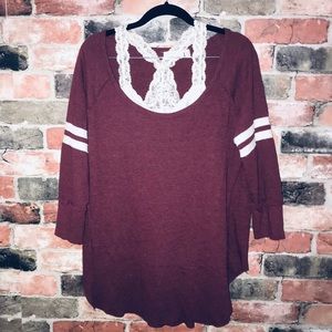 RD style Burgundy Scoop Neck Sweater